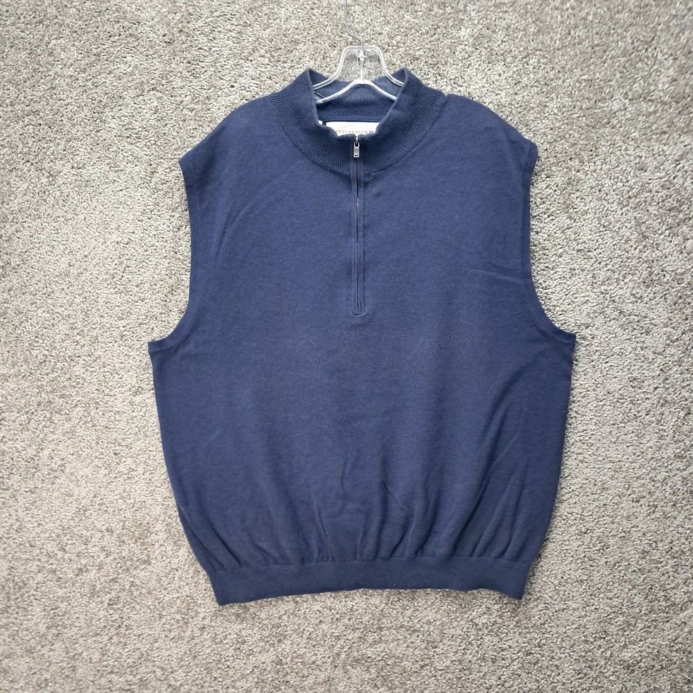 Cutter & Buck Mens Blue Quarter Zip Sleeveless Sweater Vest XXL 8005
